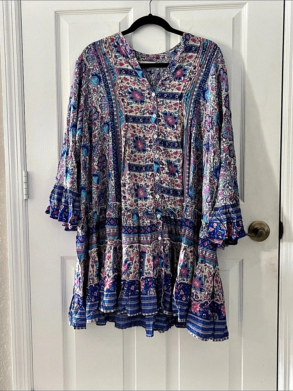 Sea Lustre Penny Swing Dress Floral Mini Dress Blue & Pink Medium